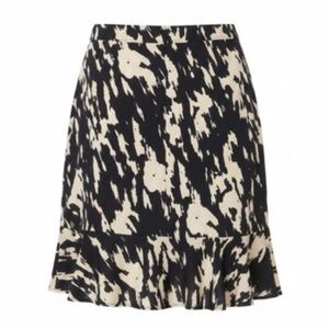Evan Picone Women’s M Animal Print Flare Skirt Multicolor Ruffle Hem